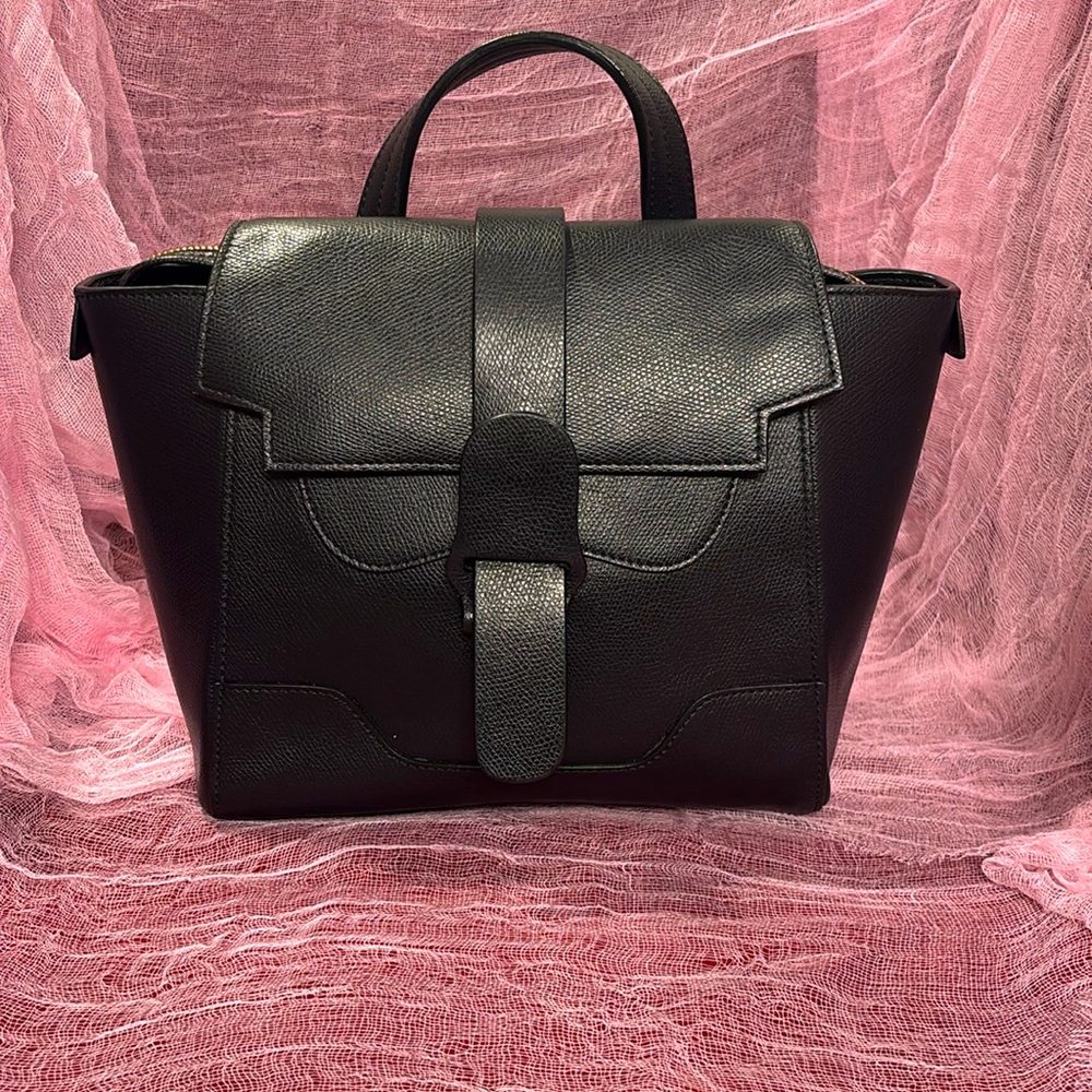 Senreve Mini Maestra Crossbody Bag Backpack in Black Gold Hardware